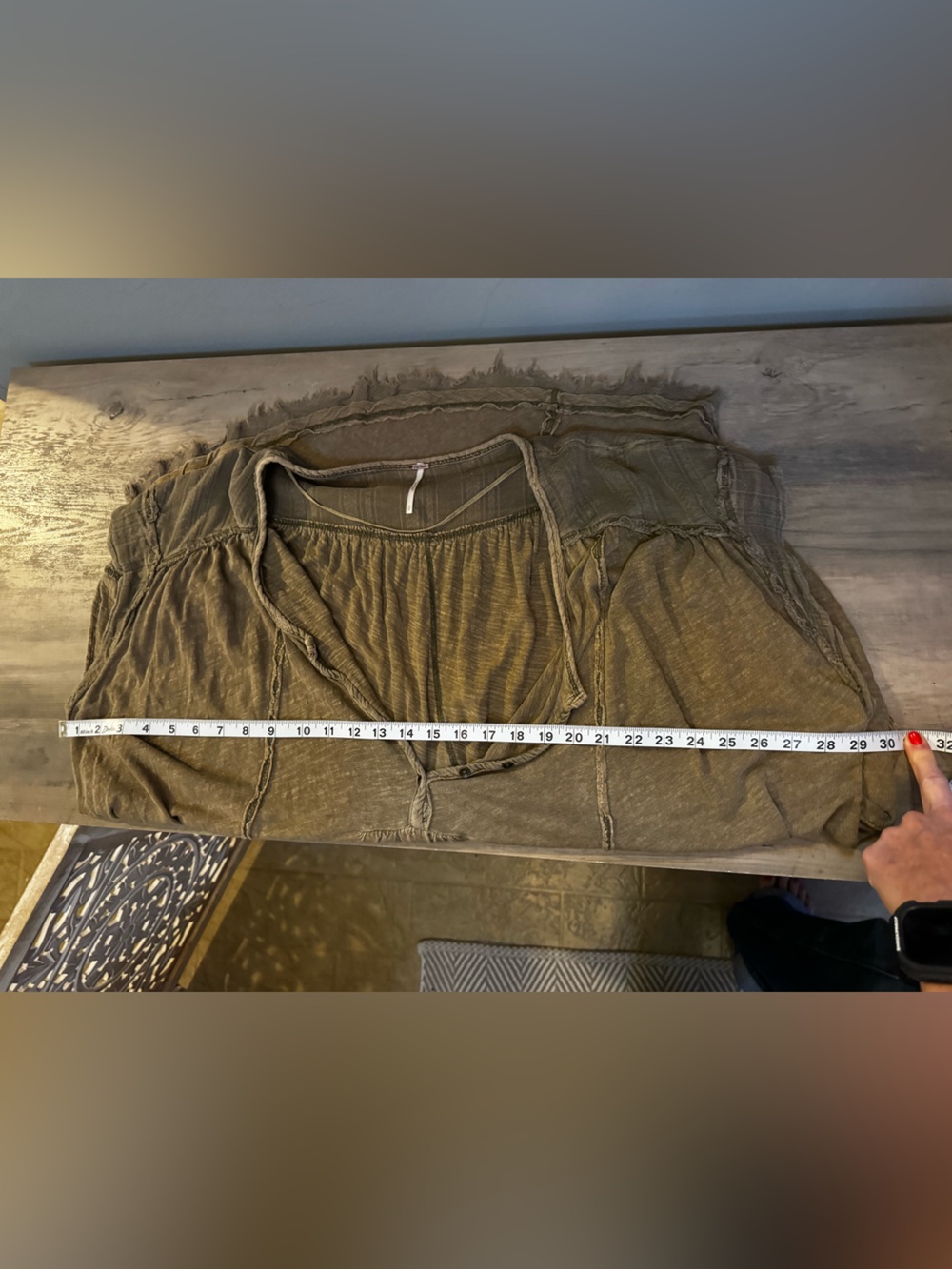 Free People Aster Henley Olive Green Short Sleeve Peasant Tunic - Picture 7 of 7